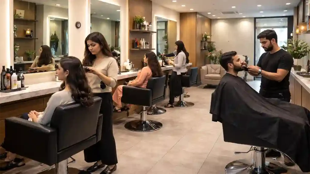 گلبرگ لاہور کے جدید بیوٹی سیلون کا صاف اور آرام دہ ماحول