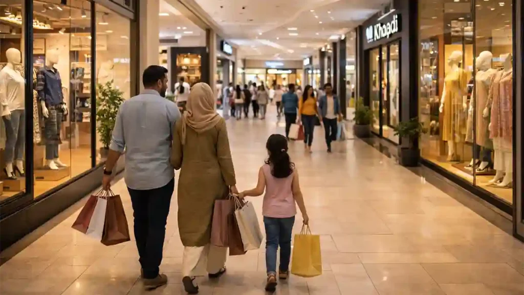 گلبرگ لاہور کے اِن ڈور شاپنگ زون کا صاف اور جدید منظر