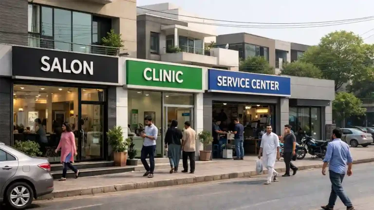 گلبرگ لاہور میں مختلف لوکل سروسز اور شہری سہولیات کا منظر